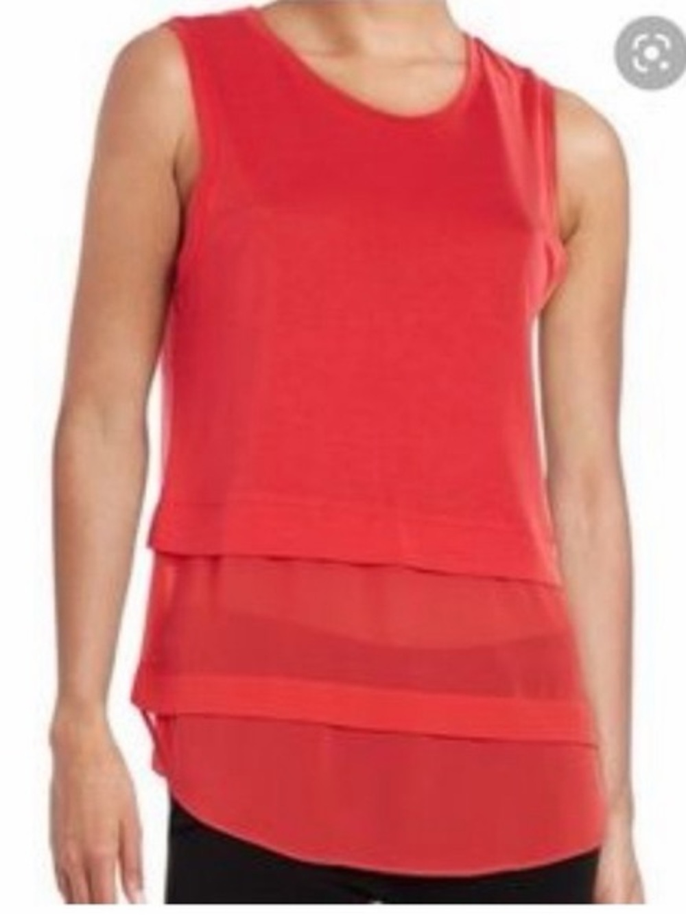 Michael Michael Kors Red Tiered Semi-Sheer Sleeveless Top Small